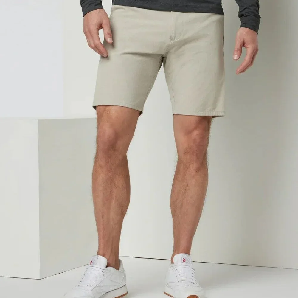 Vuori Shorts Mens 36 Khaki Tan Aim Chino Stretch Zip Pocket V368